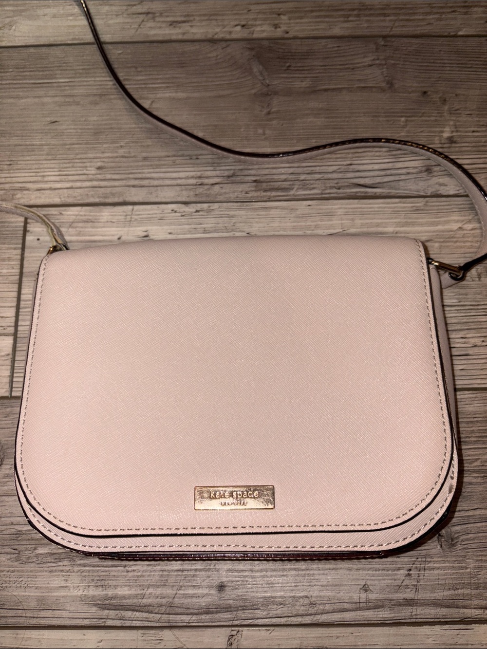 kate spade Soft Blush Pink Leather Crossbody with Gold Plaque